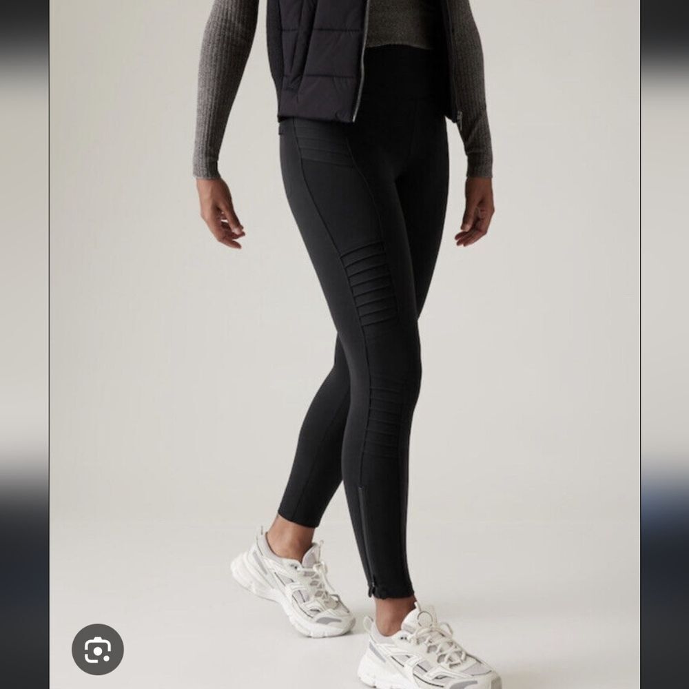 Athleta Delancey Moto Tight Leggings Black L Large